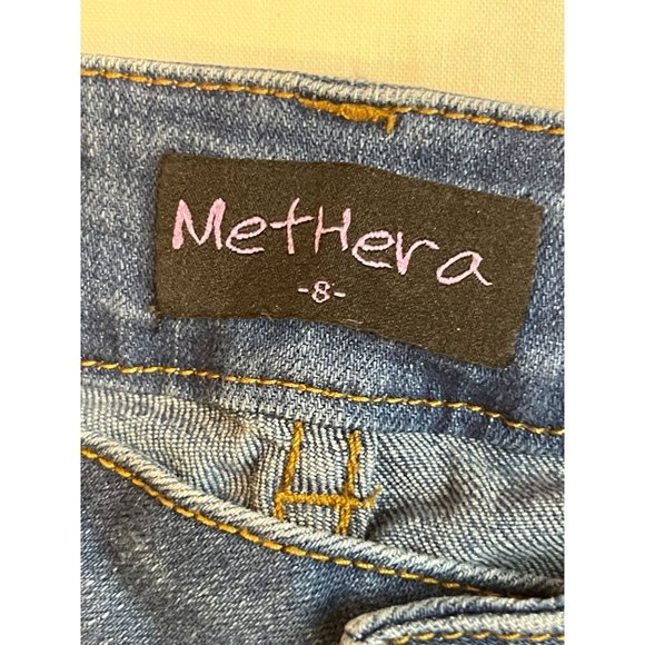 Methera Womens Vintage 1980s Jeans Boot Cut Leg Denim Mid Rise Pockets Blue SZ 8 - Picture 8 of 8